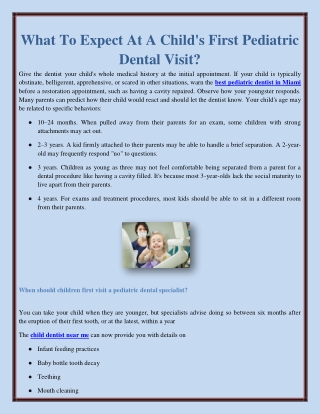 What To Expect At A Child's First Pediatric Dental Visit?