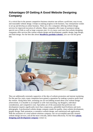 Advantages Of Getting A Good Website Designing Company