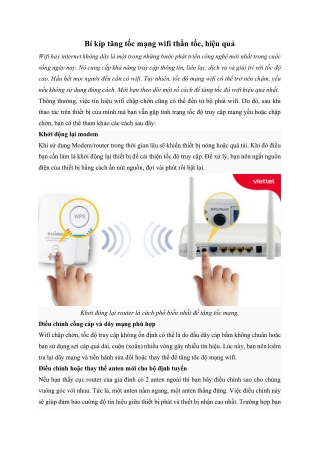 Bí kíp tăng tốc mạng wifi thần tốc