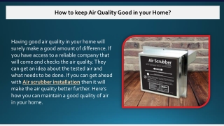 How to keep Air Quality Good in your Home?