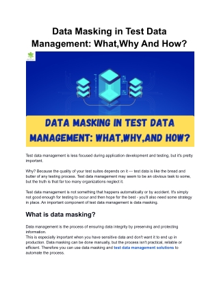 Data Masking in Test Data Management_ What, Why, And How?