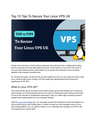 15 Tips to Secure your Linux VPS UK