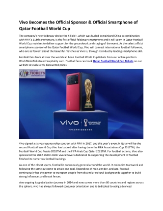 Vivo Becomes the Official Sponsor & Official Smartphone of Qatar Football World Cup
