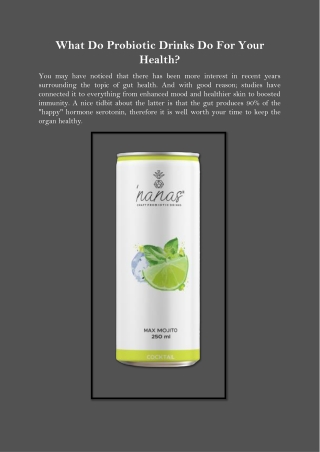What Do Probiotic Drinks Do For Your Health