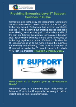Providing Enterprise-Level IT Support Services in Dubai