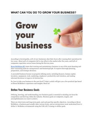 WHAT CAN YOU DO TO GROW YOUR BUSINESS