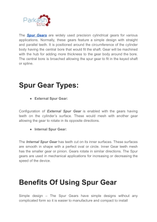 Spur Gears Manufacturer And Supplier In India | Prakash Gears