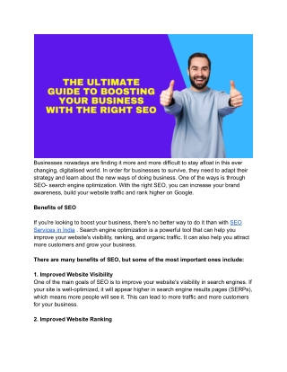 The Ultimate Guide To Boosting Your Business With The Right SEO