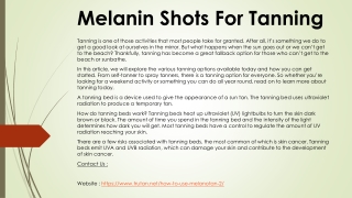 Melanin Shots For Tanning