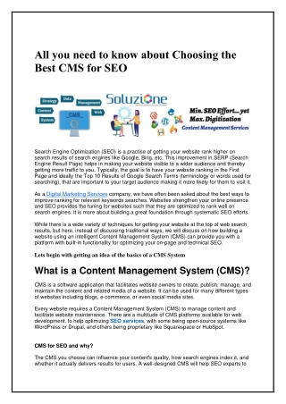 Choosing the Best CMS for SEO - Soluzione