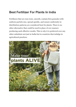 Best Fertilizer For Plants In India_organicprakriti