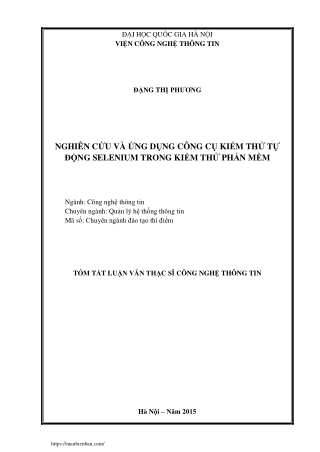 Nghiên cứu và ứng dụng công cụ kiểm thử tự động selenium trong kiểm thử phần mềm