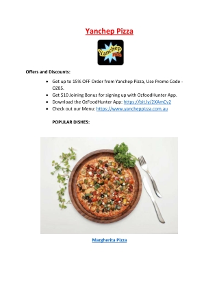 Grab Upto 15% offer-Order Now at Yanchep Pizza