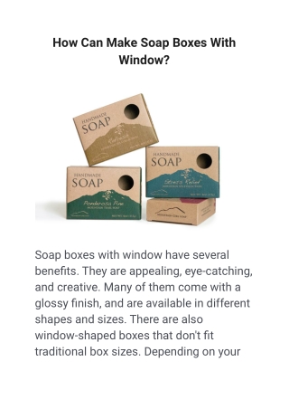 How Can Make Soap Boxes With Window