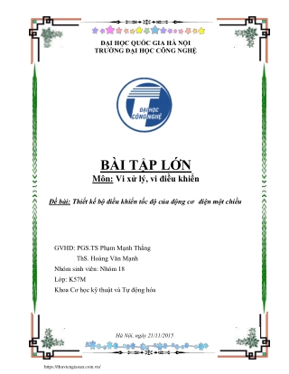 Thiết kế bộ điều khiển tốc độ của động cơ điện một chiều
