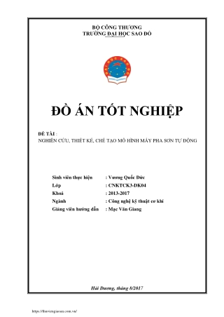 Đồ án Nghiên cứu, thiết kế, chế tạo mô hình máy pha sơn tự động