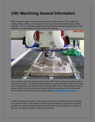 CNC Machining General Information