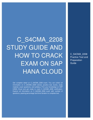 C_S4CMA_2208 Study Guide and How to Crack Exam on SAP HANA Cloud