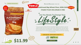 Aashirwad 5kg Wheat Flour, NON-GMO Chakki Fresh Atta (Made in NZ)