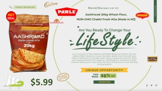 Aashirwad 20kg Wheat Flour, NON-GMO Chakki Fresh Atta (Made in NZ)