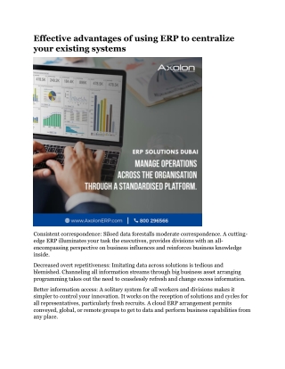 Effective advantages of using ERP to centralize your existing systems