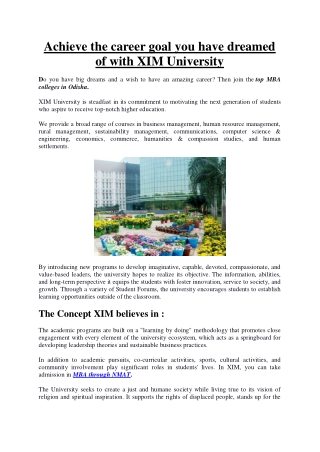 Achieve the career goal you have dreamed of with XIM University