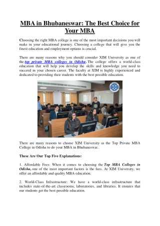 MBA in Bhubaneswar The Best Choice for Your MBA
