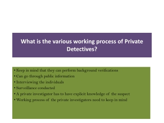 What is the various working process of Private Detectives
