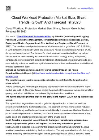Cloud Workload Protection Market Size, Share, Trends, Growth And Forecast 2023