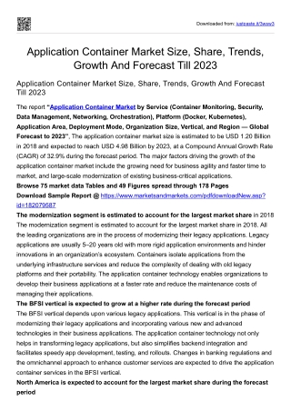 Application Container Market Size, Share, Trends, Growth And Forecast Till 2023