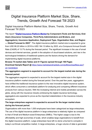 Digital Insurance Platform Market Size, Share, Trends, Growth And Forecast 2023