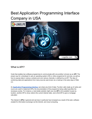 Best Application Programming Interface Company in USA
