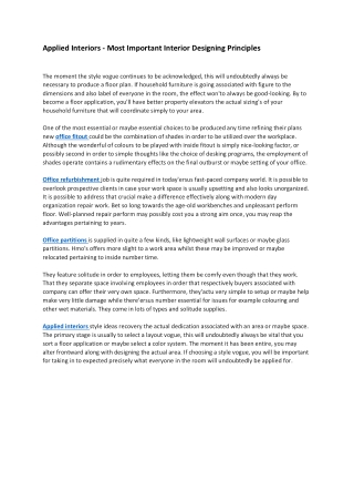 Applied Interiors - Most Important Interior Designing Principles