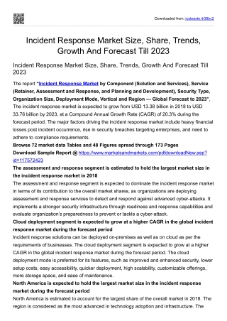 Incident Response Market Size, Share, Trends, Growth And Forecast Till 2023