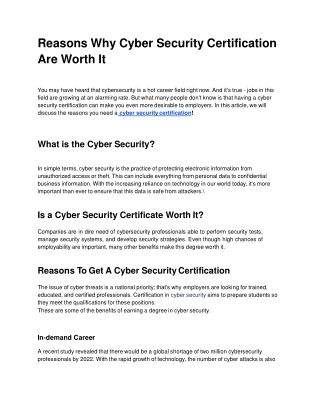 Reasons Why Cyber Security Certification Are Worth It.docx