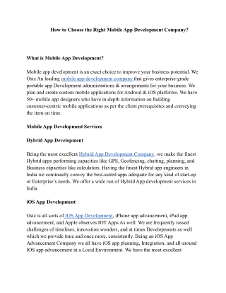 How to Choose the Right Mobile App Development Company