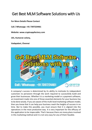 Get Best MLM Software Solutions with Us