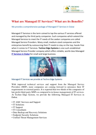 What are Managed IT Services? What are its Benefits?