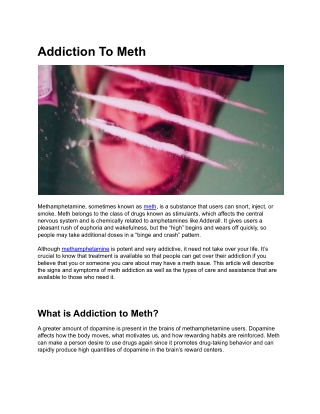 Addiction To Meth