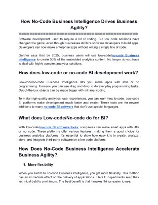 How No-Code Business Intelligence Drives Business Agility_