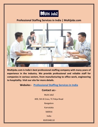 Professional Staffing Services in India | Multijobz.com