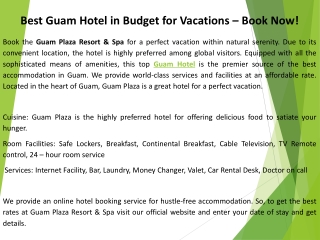 Best Guam Hotel in Budget for Vacations – Book Now!