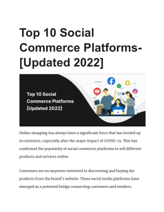 Top 10 Social Commerce Platforms- [Updated 2022]
