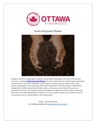 Sand and gravel Ottawa | Ottawa firewood