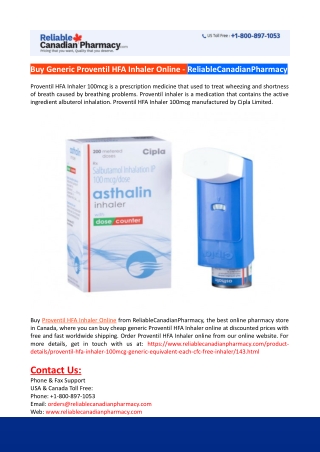 Buy Proventil HFA Inhaler Online