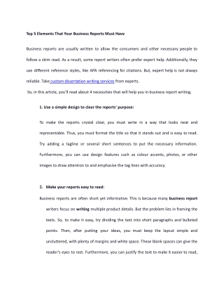 Top 5 Elements That Your Business Reports Must Have
