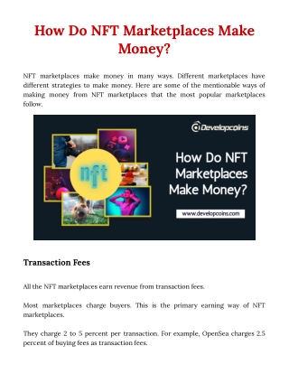 How Do NFT Marketplaces Make Money?