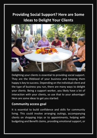 Providing Social Support? Here are Some Ideas to Delight Your Clients