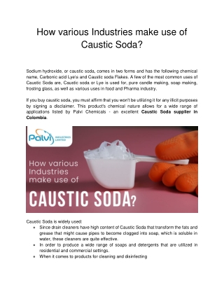 How various Industries make use of Caustic Soda?