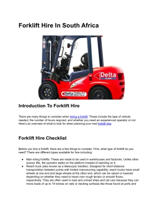 Forklift Hire In South Africa